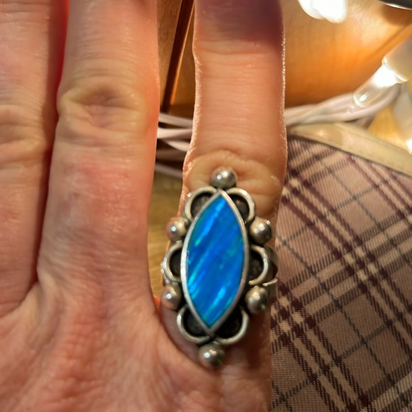 🎁 Fire opal with antiques sterling silver size 8 ring NWOT